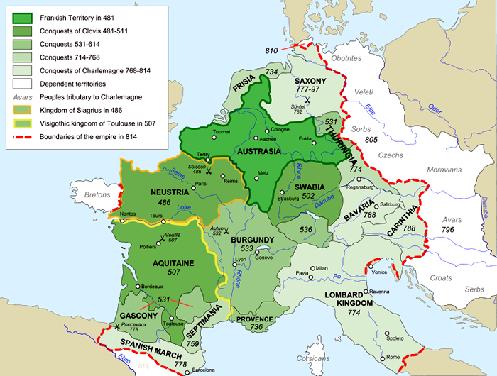 Map of Franks & Charlemagne Empire