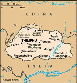 Map of Bhutan