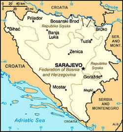 Map of Bosnia-Herzegovina