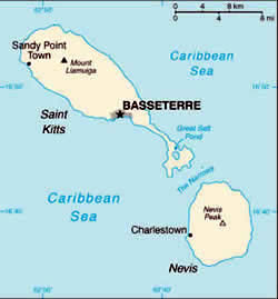 Map of St. Kitts & Nevis