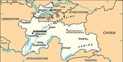 Map of Tajikistan