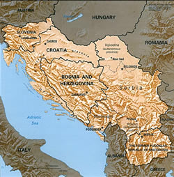 Map of Serbia (Yugoslavia)